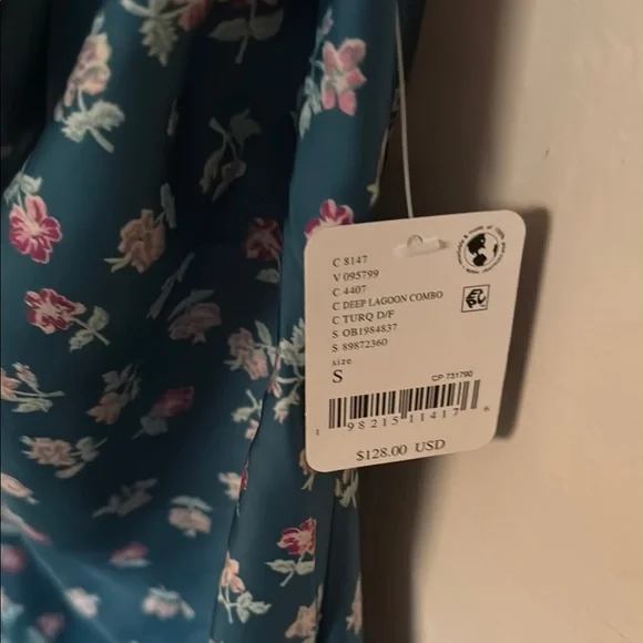 Teal Floral Slip Dress - Picture 7 of 8